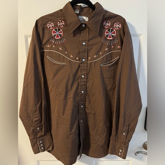 Kennington Ltd. Other - Rocking K Ranchwear 1970 Western Embroidered Pearl snap Button Down VTG Shirt XL